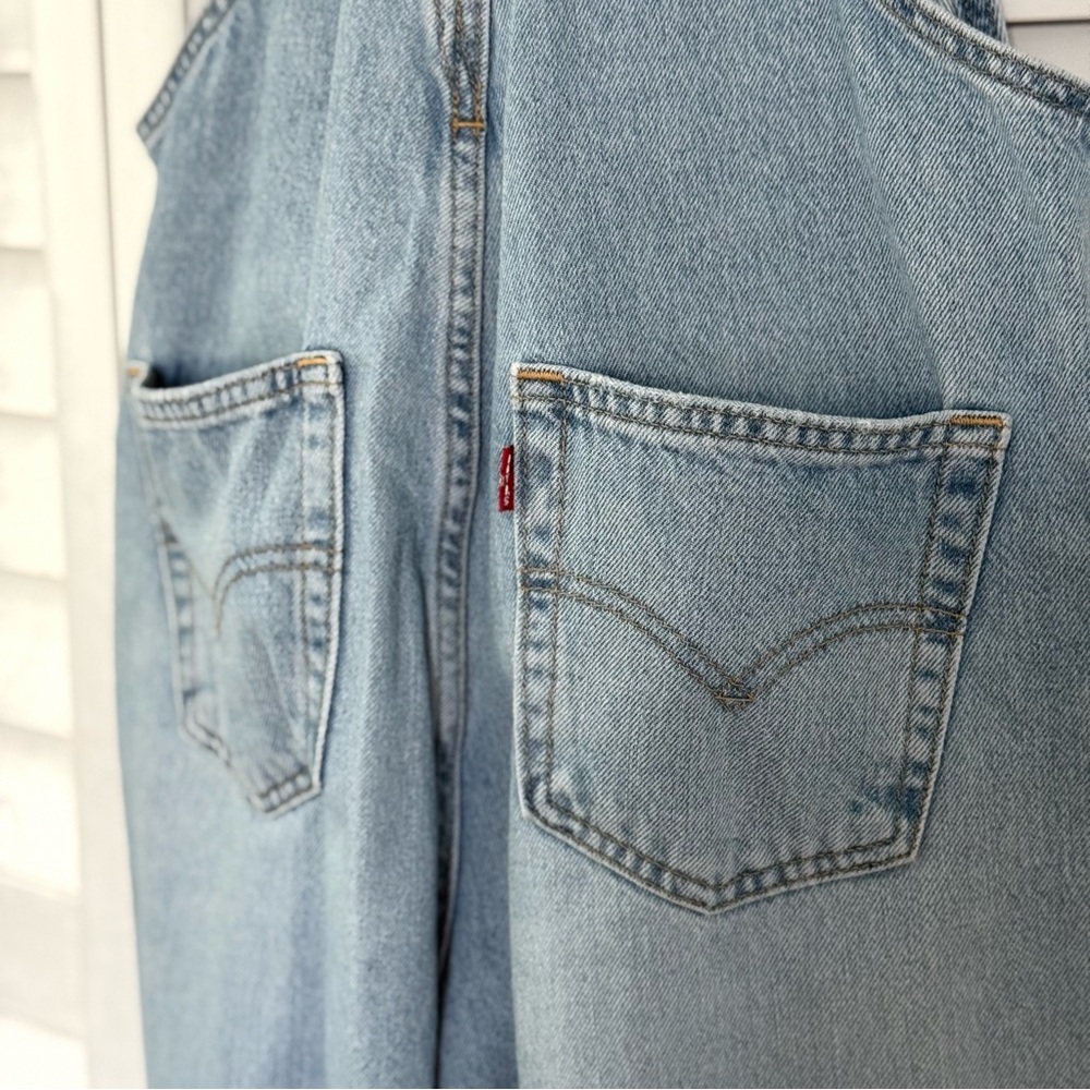 Levi Strauss distressed denim overalls purchased at Anthro - Picture 7 of 15